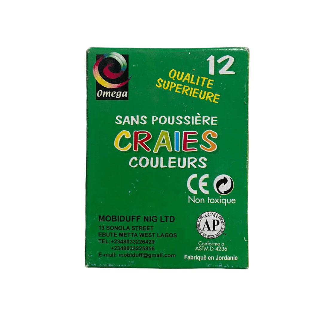 Omega Colored Dustless Chalks 12s - duodesk