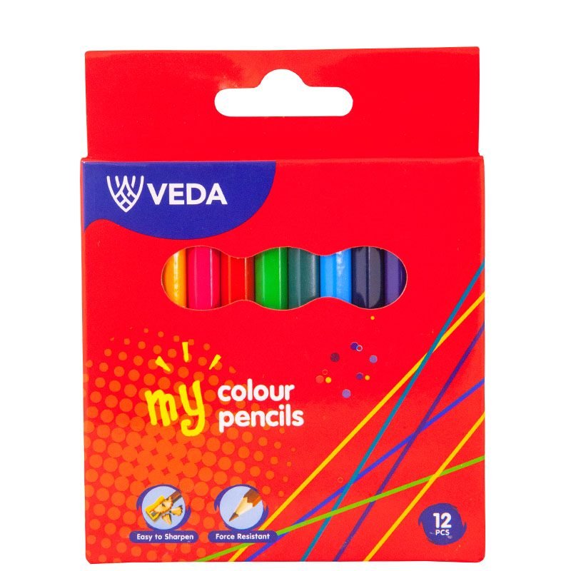 Veda Colour Pencils Half Size 12s - duodesk