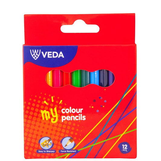 Veda Colour Pencils Half Size 12s - duodesk